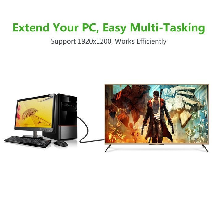 Ugreen DVI 24+5 DVI-I Dual Link to VGA Male to Male Digital Video Cable Gold Plated Support 1080P for Gaming,... N4
