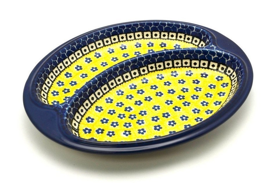 Polish Pottery Dish - Divided Polish Sausage - Sunburst