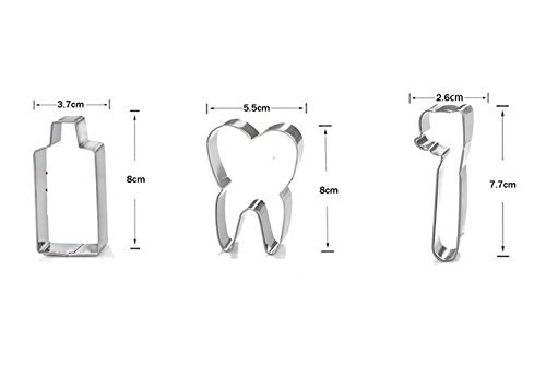 Astra shop 3-Piece Tooth Brush/Teeth/ Toothpaste Cookie Cutters Set in Durable Stainless Steel N2