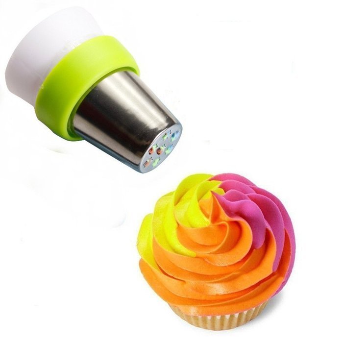 Pack of 2 - UTEN Tri-color Coupler Russian Nozzles Cupcake Icing Piping Bag Converter Bakeware Tool