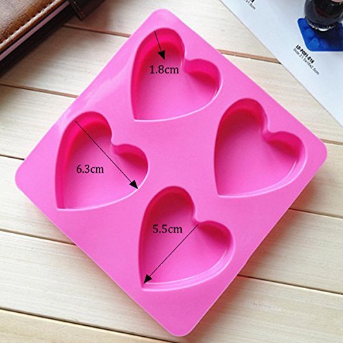 4 Holes Heart Silicone Cake Mold Handmade Soap Mold Thermostability N2