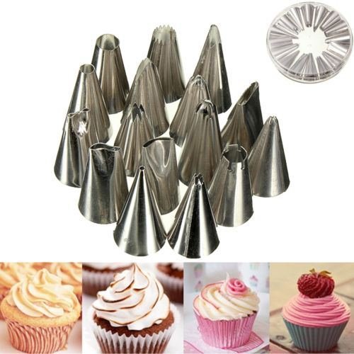 16pcs Icing Piping Nozzles Pastry Tips Fondant Cake Sugarcraft Decorating Tool N2