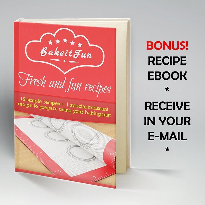 BakeitFun Silicone Baking Mat With Measurements, Half Sheet 16-1/2" x 11". Bonus Digital eBook included N2