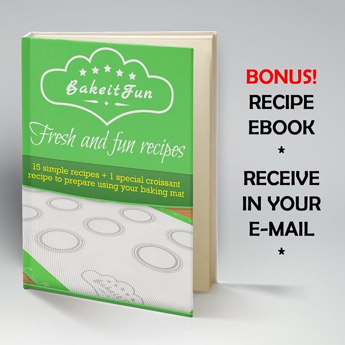 BakeitFun Silicone Baking Mat With Measurements, Half Sheet 16-1/2" x 11". Bonus Digital eBook included N6