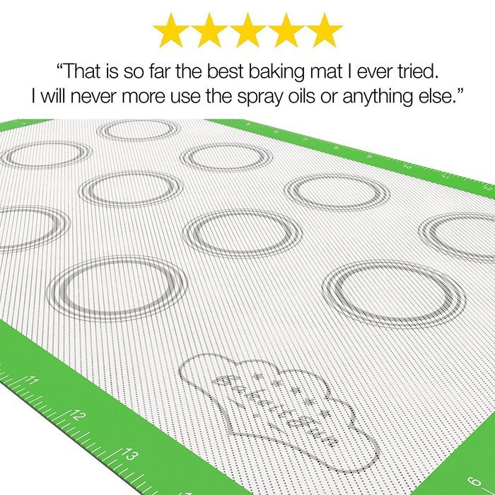 BakeitFun Silicone Baking Mat With Measurements, Half Sheet 16-1/2" x 11". Bonus Digital eBook included N12