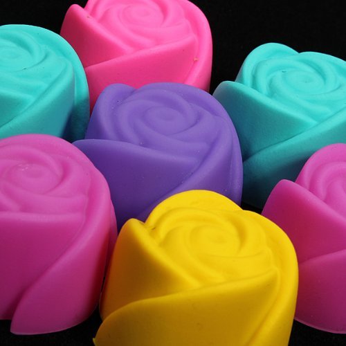 7 X Silicone Rose Cup Cake Muffin Maker Mold Baking Mould N4