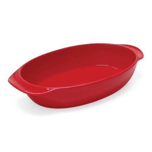 Chantal 93A-OV36T RR Classic Oval Baking Dish, 14 by 10 by 2.75-Inch, True Red by Chantal