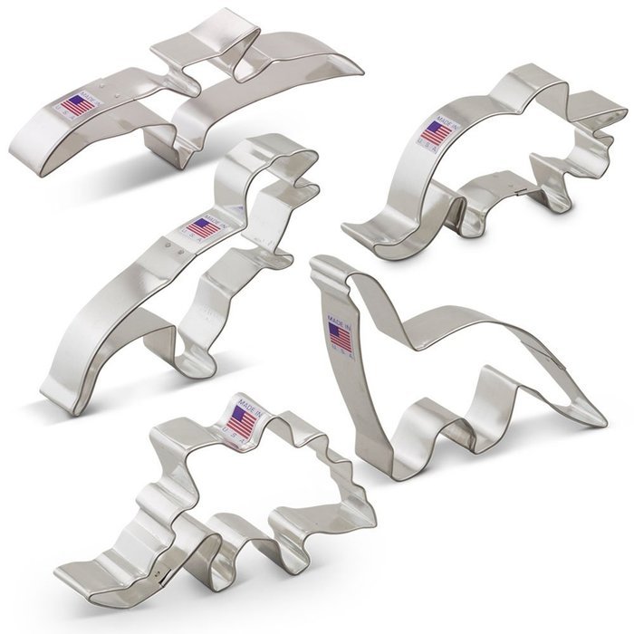 Dinosaur Cookie Cutter Set - 5 Piece - Triceratops, Stegosaurus, T-Rex, Brontosaurus and Pterodactyl - Ann Clark...
