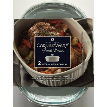Corningware French White 2.5-Quart Oval Baking Dish with Glass Lid N2