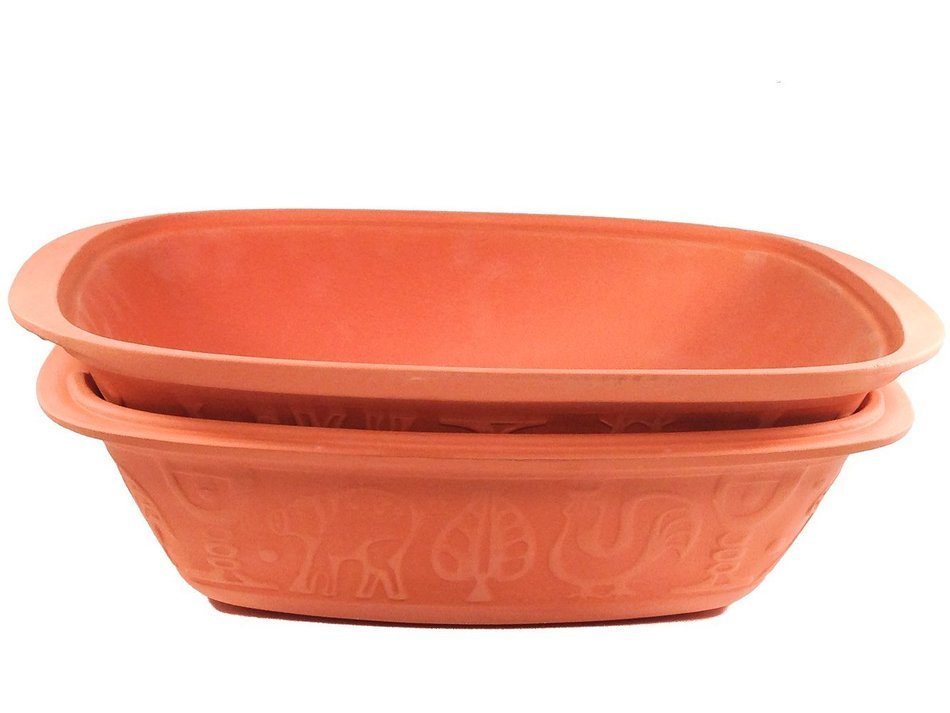 Romertopf 113 Glazed Clay Baker w/ Cookbook Large Casserole and Roaster Terra Cotta N4