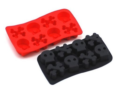 DGI MART Party Supplies 8-cavity Home or Party Use Skull and Bones Shaped Ice Cake Chocolate Sugar Silicone Mini...