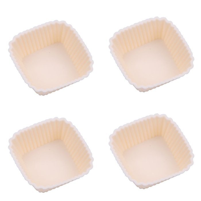2win2buy Soft Quadrate Silicone Cookie Muffin Cupcake Baking Mold Candy Cake Molds-4 PCS Cream Color