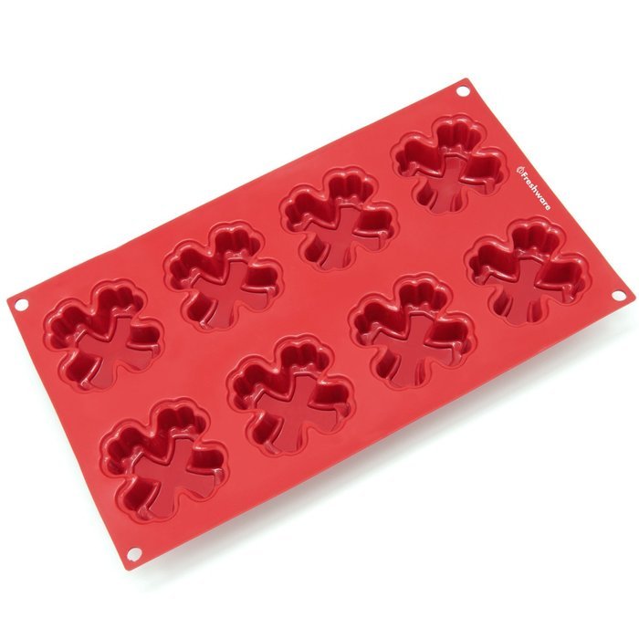 Freshware SL-126RD 8-Cavity Silicone Holiday Christmas Tree Muffin, Brownie, Cornbread, Cheesecake, Pudding, Jello... N6