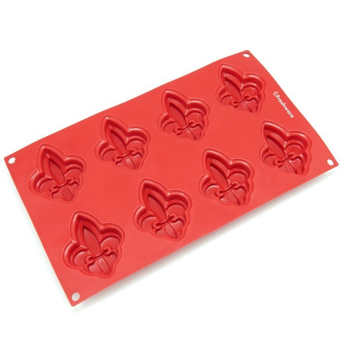 Freshware SL-126RD 8-Cavity Silicone Holiday Christmas Tree Muffin, Brownie, Cornbread, Cheesecake, Pudding, Jello... N8