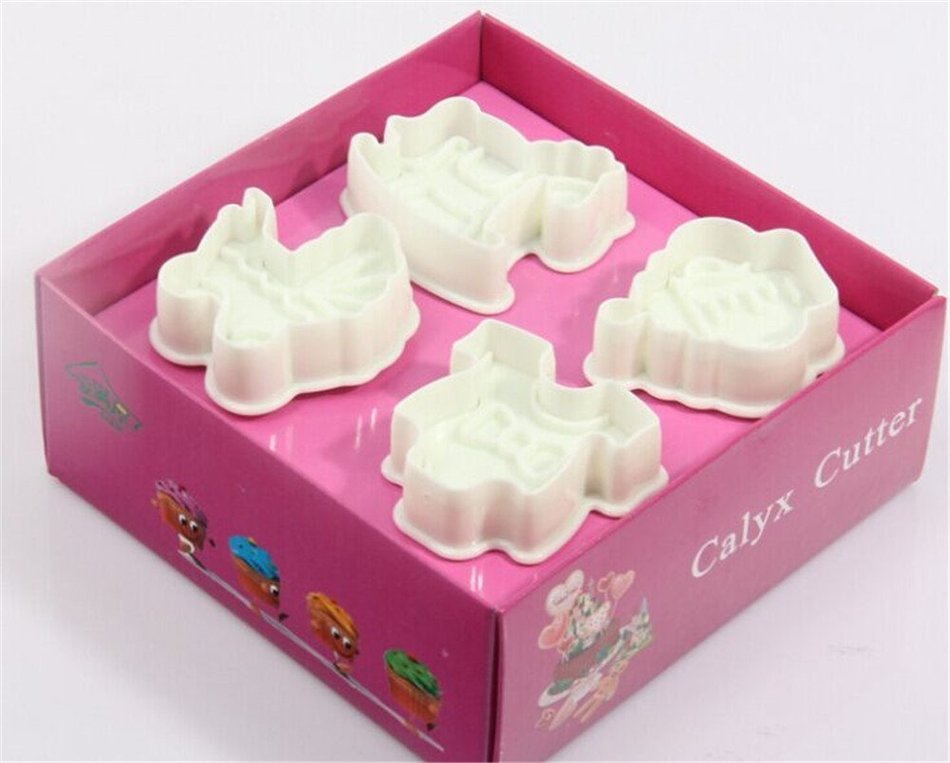 OliaDesign 4 Piece Cookie Candy and Cup Cake Molds, White N2