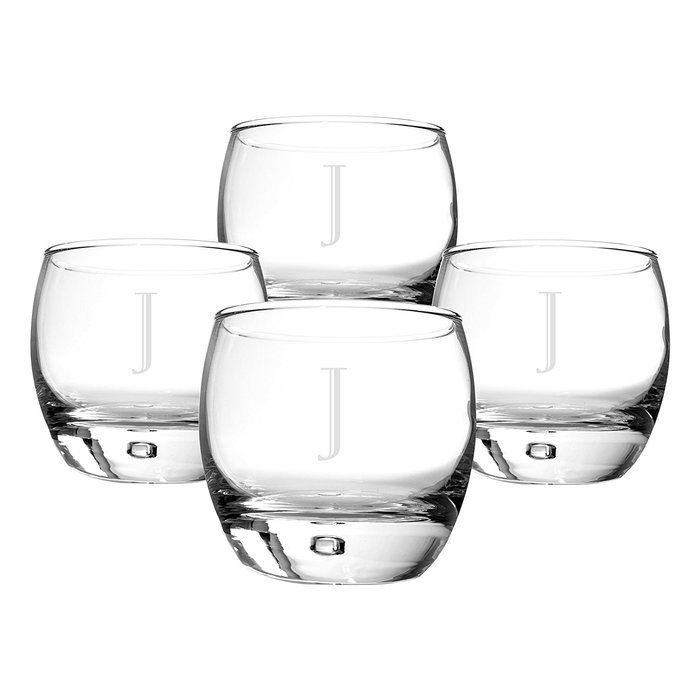 Cathy's Concepts Personalized Heavy Based Whiskey Glasses, Set of 4, Letter A N43
