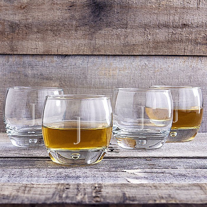 Cathy's Concepts Personalized Heavy Based Whiskey Glasses, Set of 4, Letter A N45
