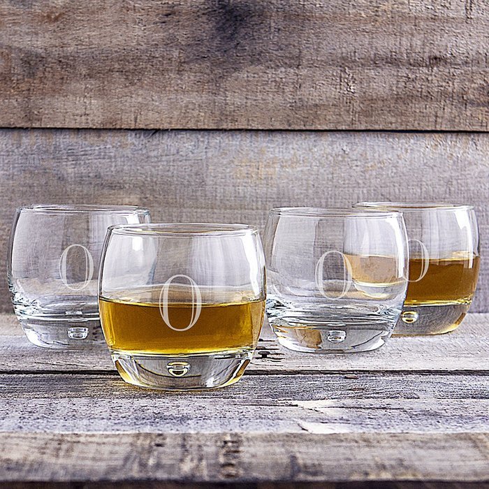 Cathy's Concepts Personalized Heavy Based Whiskey Glasses, Set of 4, Letter A N48