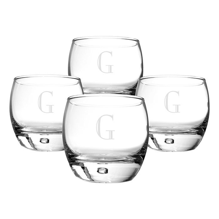 Cathy's Concepts Personalized Heavy Based Whiskey Glasses, Set of 4, Letter A N73