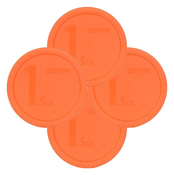 Pyrex 323-PC 1.5qt Round Orange Storage Lid for Glass Bowl (4 Pack)