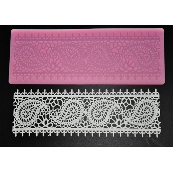 FOUR-C Cake Supplies Lace Silicone Mat Lace Mold for Sugar Craft Color Pink