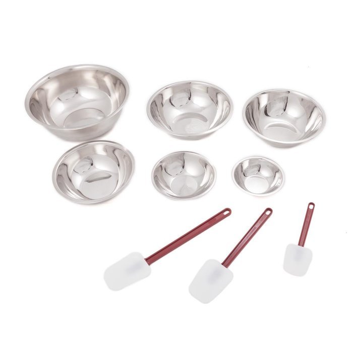 FortheChef's 9 Piece Stainless Steel Mixing Bowl and Silicone Spatula Set