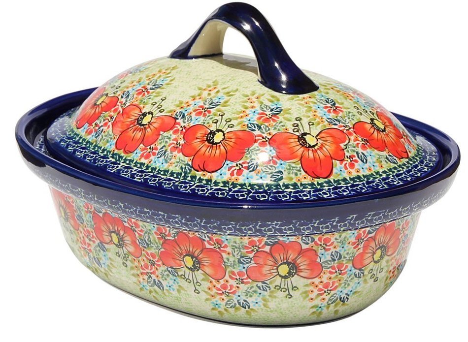 Polish Pottery Oval Casserole Dish From Zaklady Ceramiczne Boleslawiec #1158-296 Art Unikat Signature Pattern,...