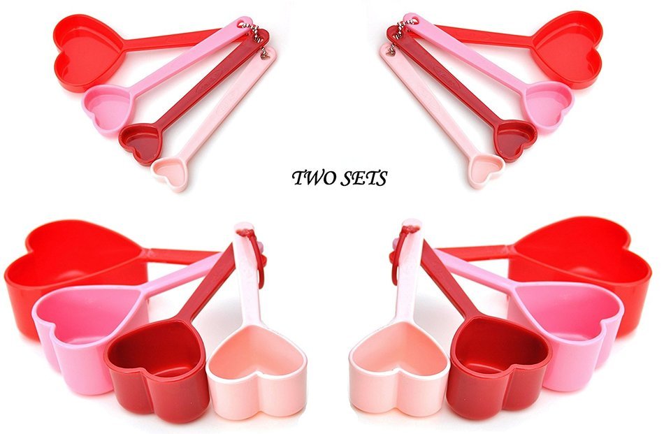 2 SETS Heart Shaped Measuring Cups and Measuring Spoon Set Best Valentine Day Gift Set for Her Wife Mother in...