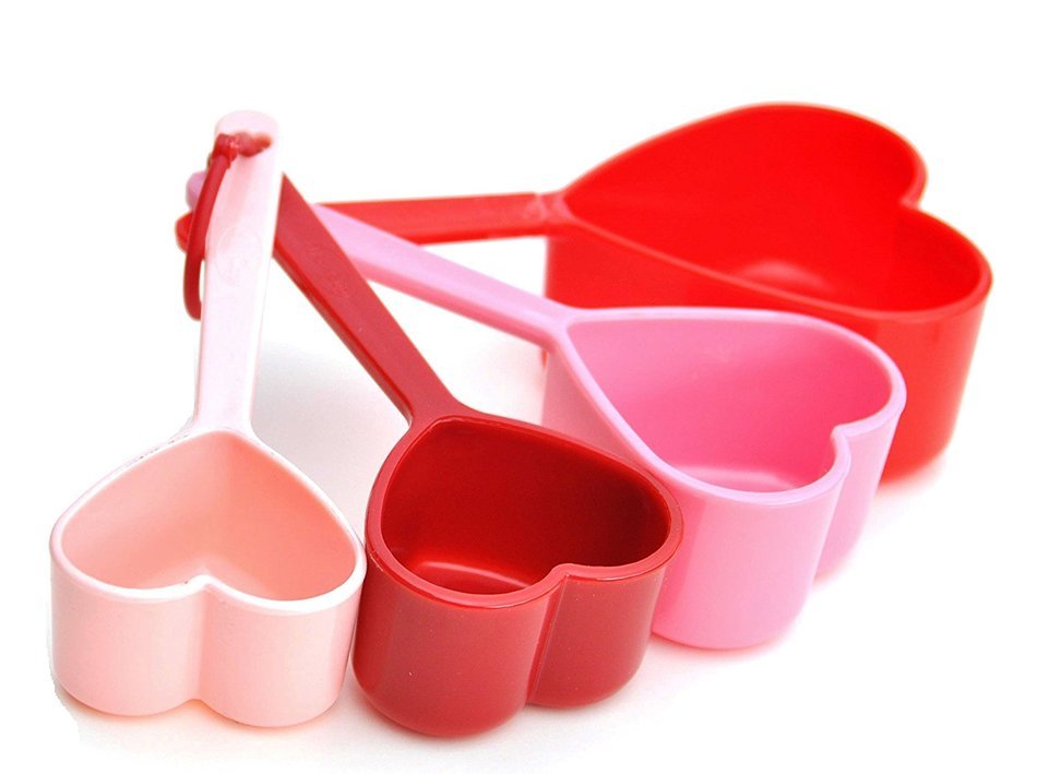 2 SETS Heart Shaped Measuring Cups and Measuring Spoon Set Best Valentine Day Gift Set for Her Wife Mother in... N4