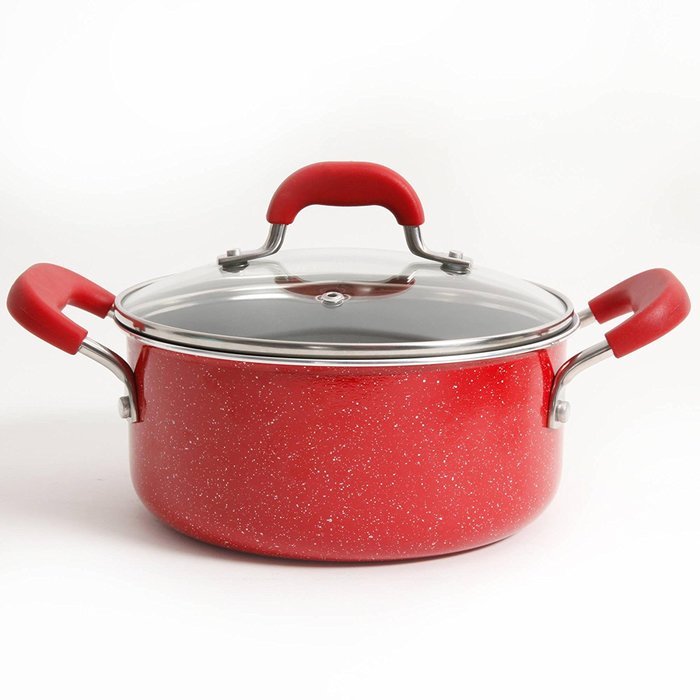 The Pioneer Woman Vintage Speckle 3-Quart Soup/Chili Casserole with Lid, Red N2