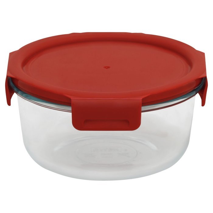 Pyrex 4-lock Square Storage 6 Piece Set w/ Red Lids N3