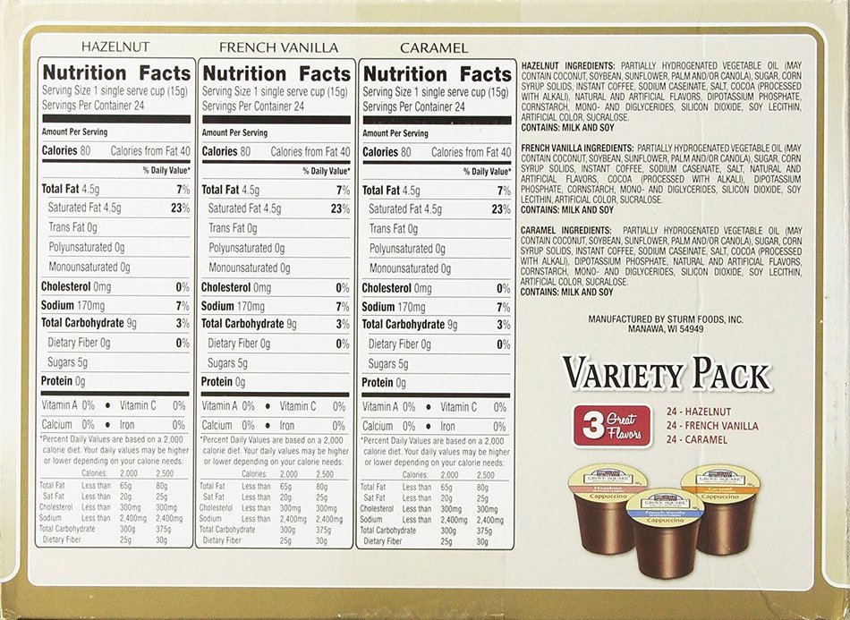 Grove Square Cappuccino Variety Pack, 72 Single Serve Cups N4