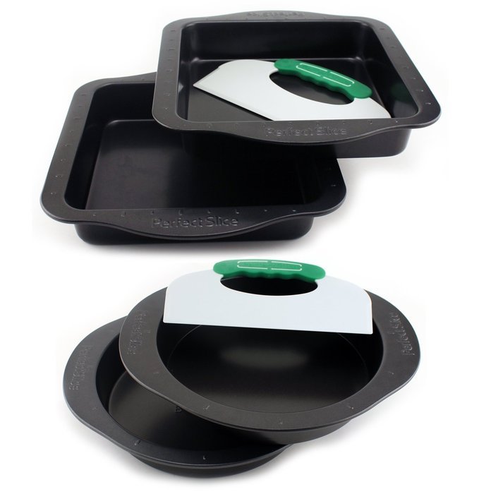 BergHOFF Perfect Slice 6PC Cake Set: 3PC sq & 3PC Rd, , Black