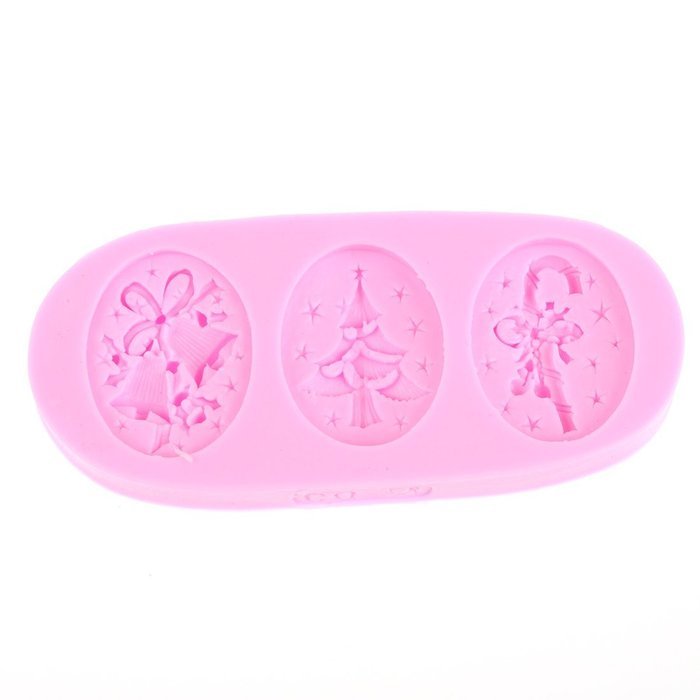 KANGLIDA Silicone Mold Christmas Tree Design Candle Cake Chocolate DIY Moulds Color Pink