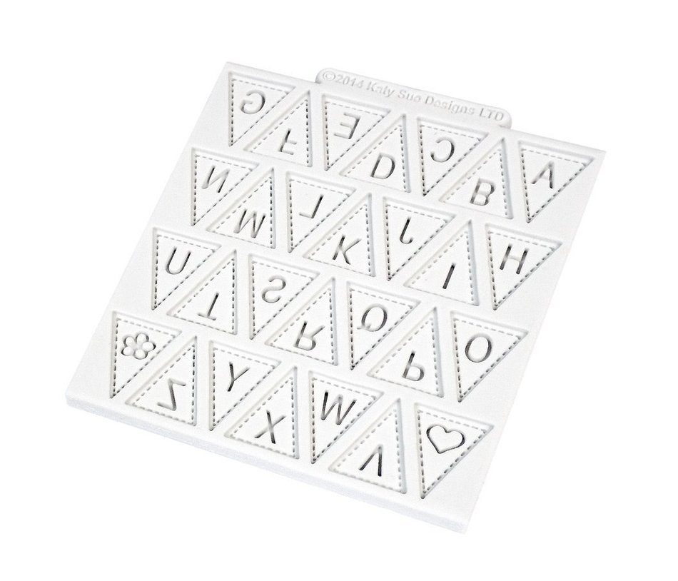 Katy Sue Designs Bunting Alphabet Design Mat for Cake Decorating, Cupcakes, Sugarcraft and Candies