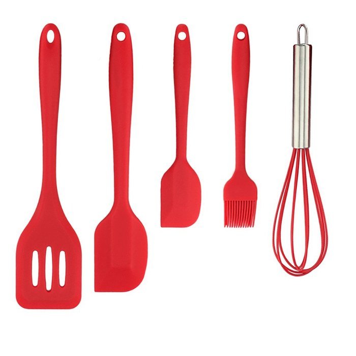 Color You 5 Piece Silicone Baking Utensils Set Kitchen Cooking Tools, Includes Slotted Turner, Large and Small...