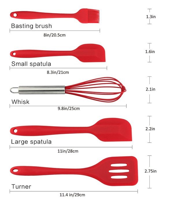 Color You 5 Piece Silicone Baking Utensils Set Kitchen Cooking Tools, Includes Slotted Turner, Large and Small... N4