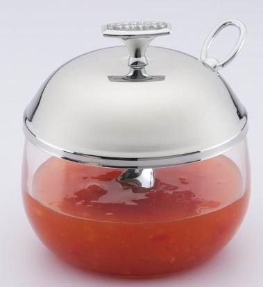 Rosh Hashanah Honey Dish 2 Pc. Glass & Metal