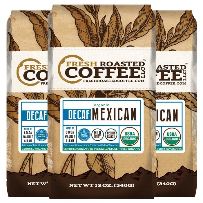 Mexican SWP Decaf Organic Coffee, Whole Bean, Swiss Water Processed Decaf Coffee, Fresh Roasted Coffee LLC. (2... N3