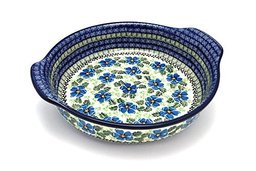 Polish Pottery Baker - Round with Grips - Large - Morning Glory