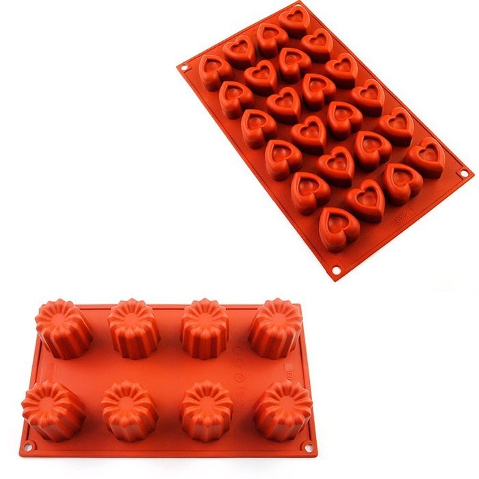 2win2buy Silicone Cake Mold Set Muffin Baking Mold Heart-shaped Pudding Candy Mold