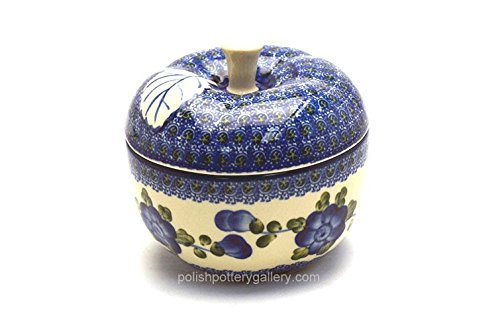 Polish Pottery Apple Baker - Large - Blue Poppy