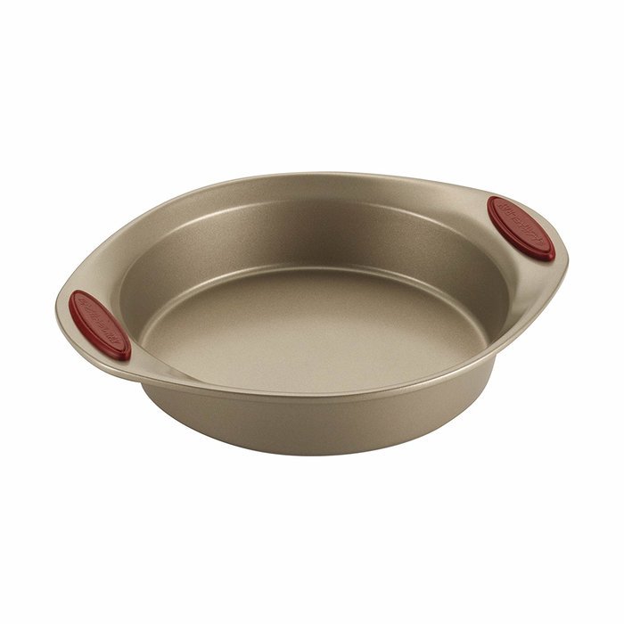 Rachael Ray Cucina 4-Piece Bakeware Set, Latte Brown with Agave Blue Handle Grips N8