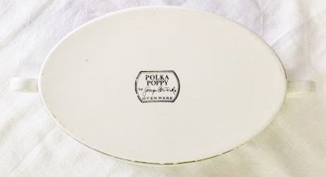 Vintage 1960's Georges Briard Oval Covered Casserole Dish - Polka Poppy (2-3/4" Tall X 9-3/8" Wide) N2