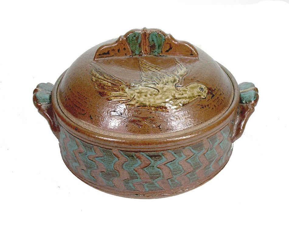 Dove Design Stoneware Covered Casserole Pottery Serving Baking Casserole Dish