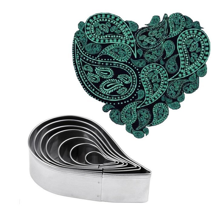 Plain Paisley Pattern Cutter Set Fondant Molds for Gum paste Sugarcraft Cake Decorating Stainless Steel,7pcs