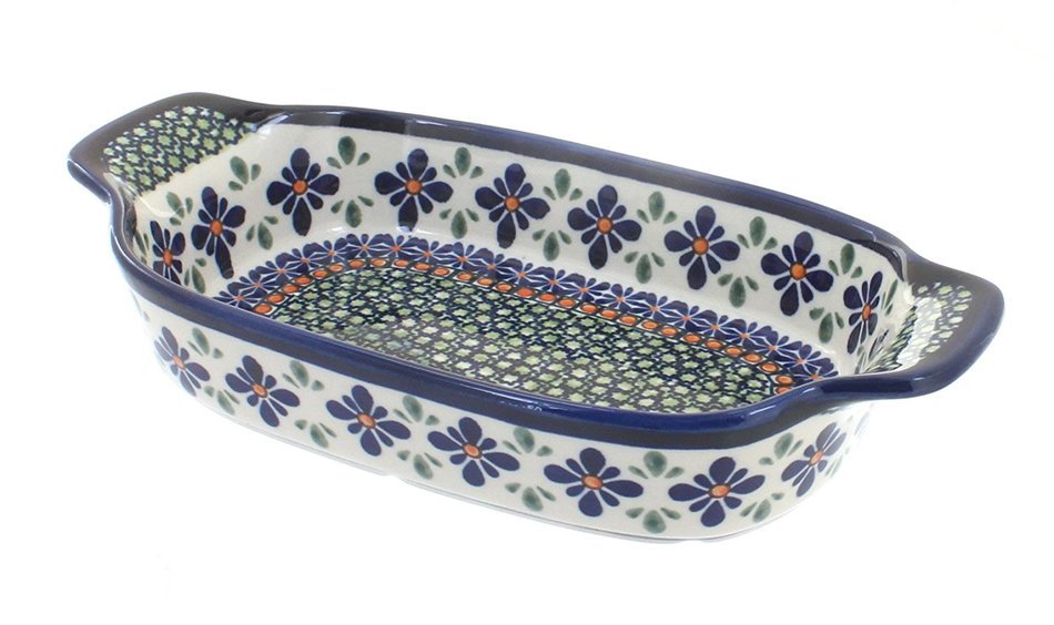 Polish Pottery Mosaic Flower Rectangular Serving Dish free image download