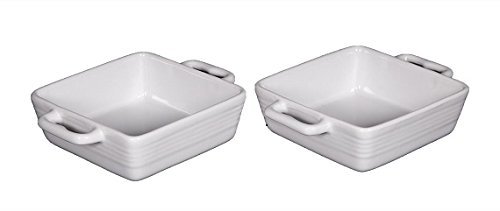 Home Essentials 12 oz Mini Stoneware White Handle Baker Set of 2