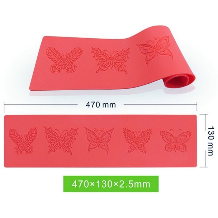 L18.5" Butterflies Cake Mat ART Kitchenware Lace Cake Mold Silicone Lace Mat Decoration Pad for Cake Baking N2