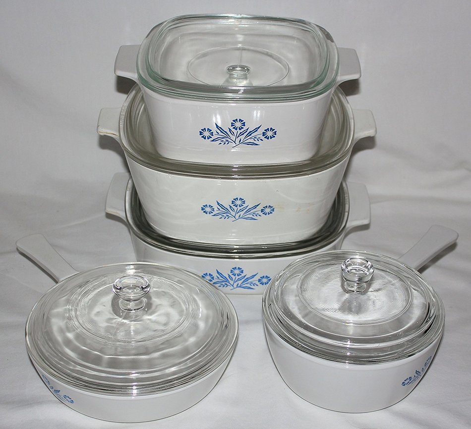 10 Piece Set - Vintage Corning Ware Cornflower Blue Skillet Casserole ...